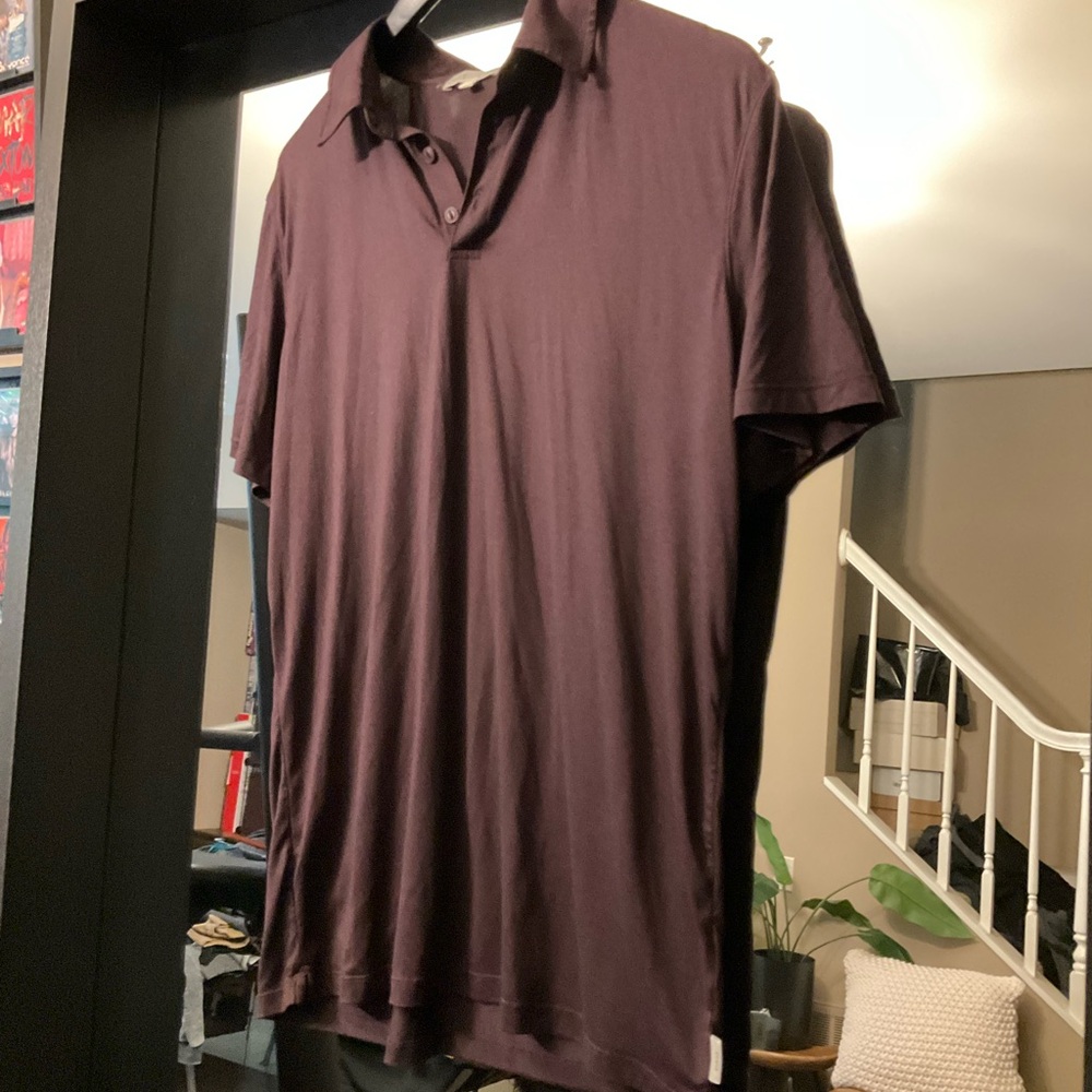 Onia Purple Polo Shirt Soft Knit Casual